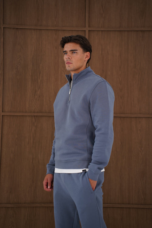 Capo Heavyweight 1/4 Zip Sweatshirt - Slate Blue