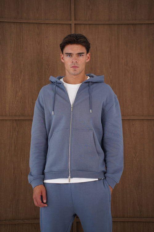 Capo Heavyweight Full Zip Hoodie - Slate Blue