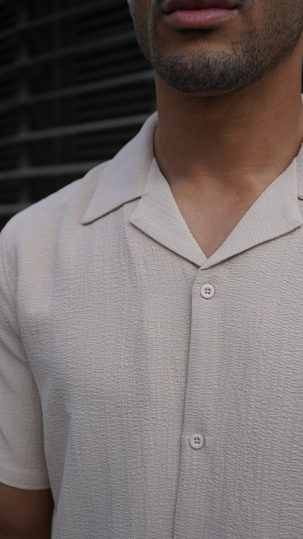 Capo SEERSUCKER SS Revere Shirt - Stone