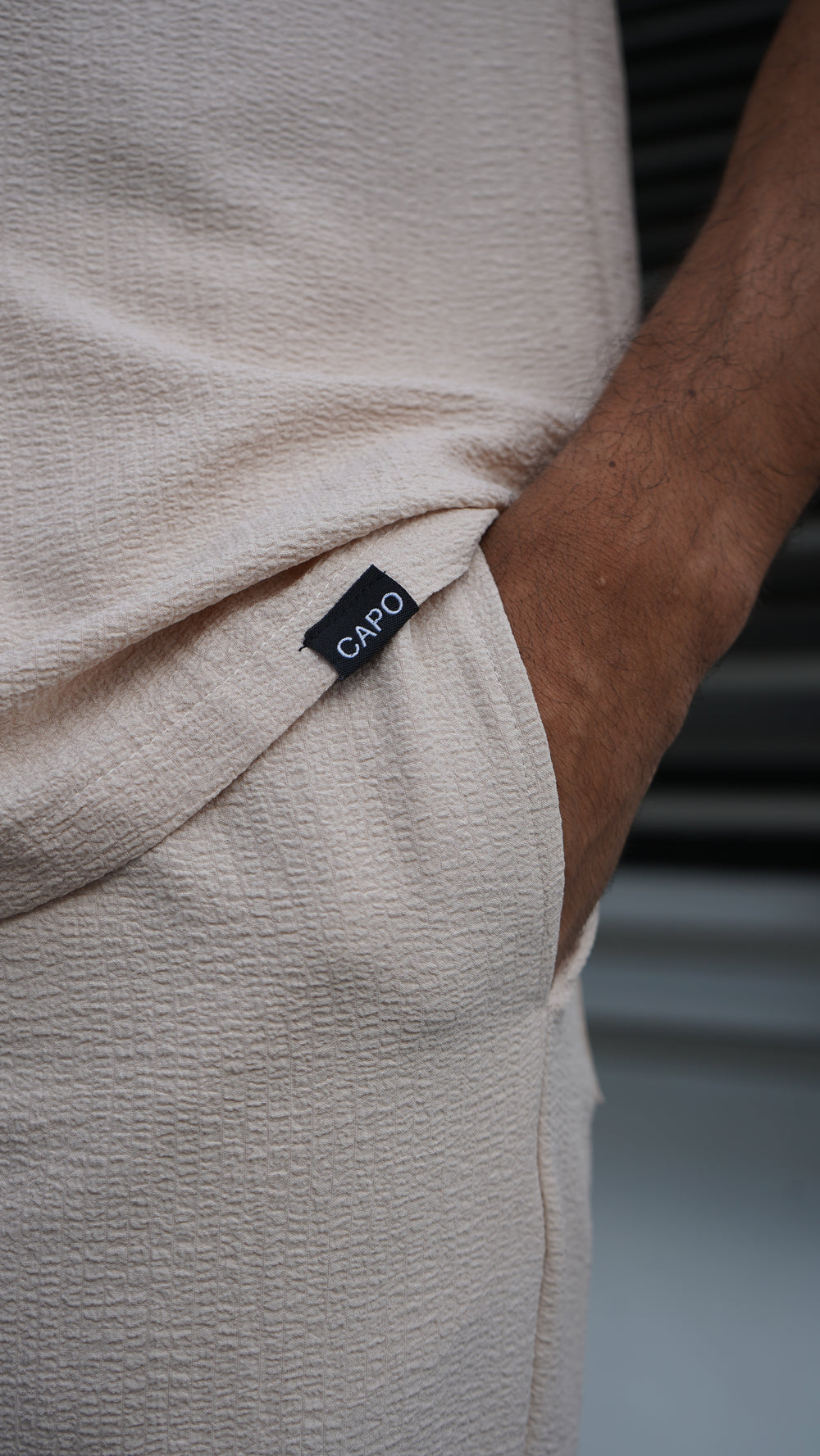 Capo SEERSUCKER SS Revere Shirt - Stone