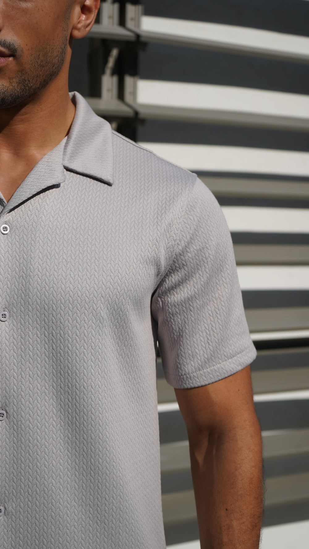 Capo TEXTURED BEAD SS Revere Shirt - Grey