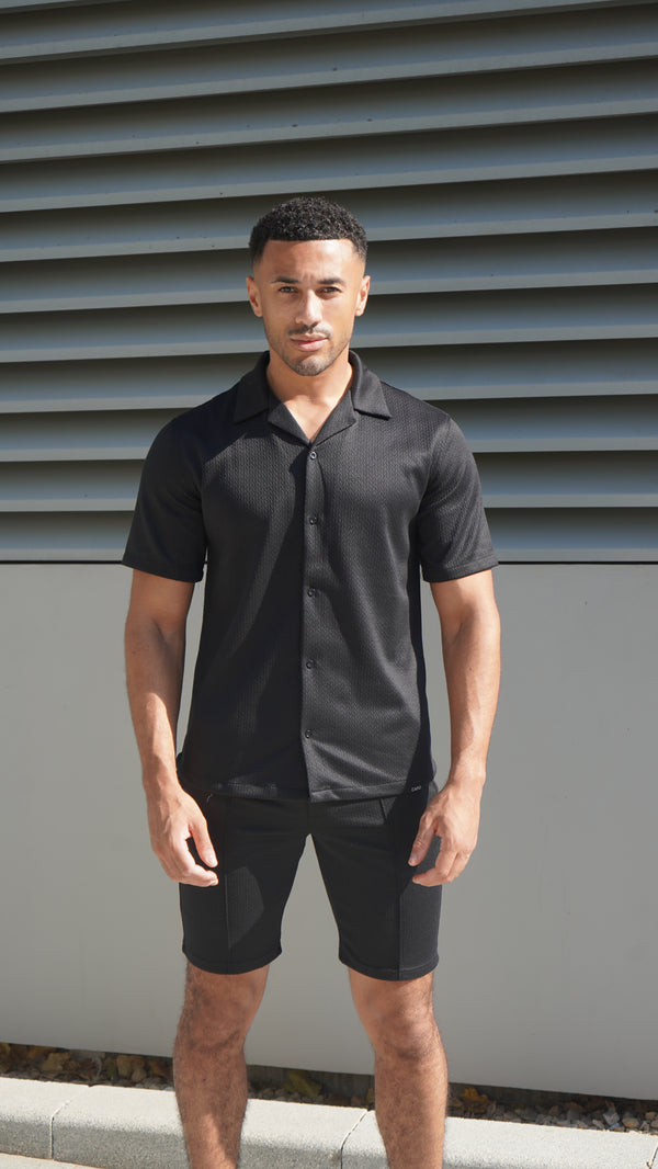 Capo TEXTURED BEAD SS Revere Shirt - Black