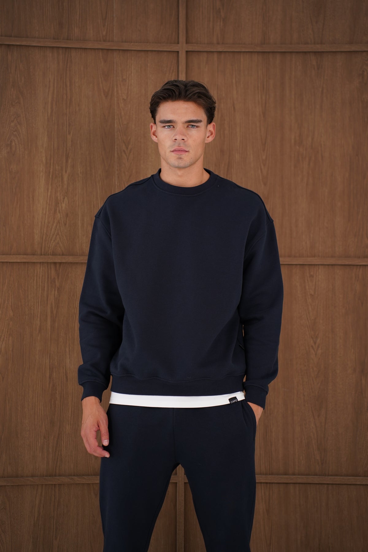 Capo Heavyweight Crew Neck Sweater - Navy