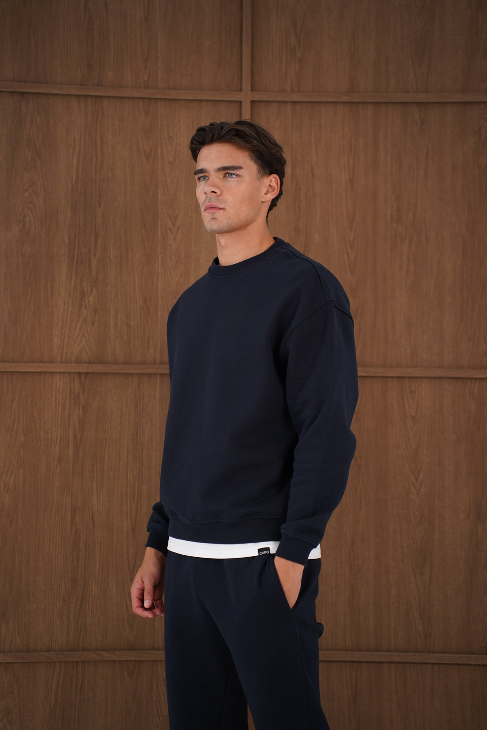 Capo Heavyweight Crew Neck Sweater - Navy