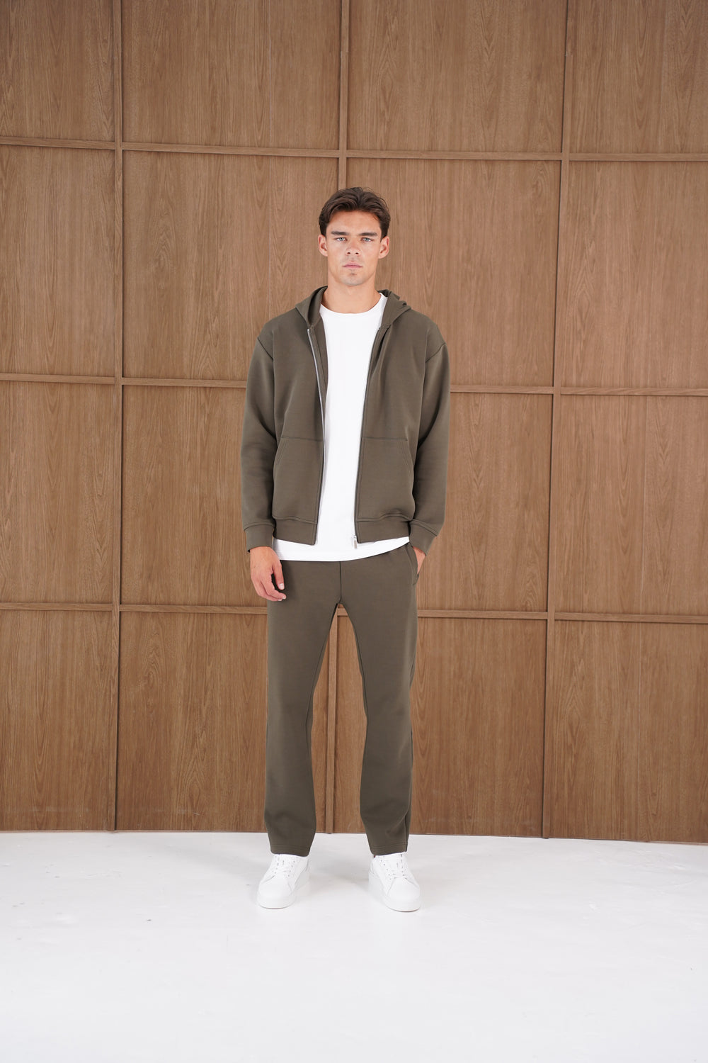 Capo Toby  Zip Through Hoodie - Dark Olive