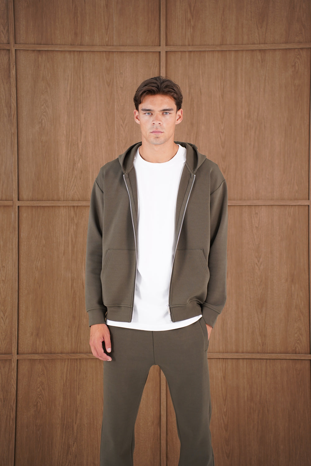 Capo Toby  Zip Through Hoodie - Dark Olive