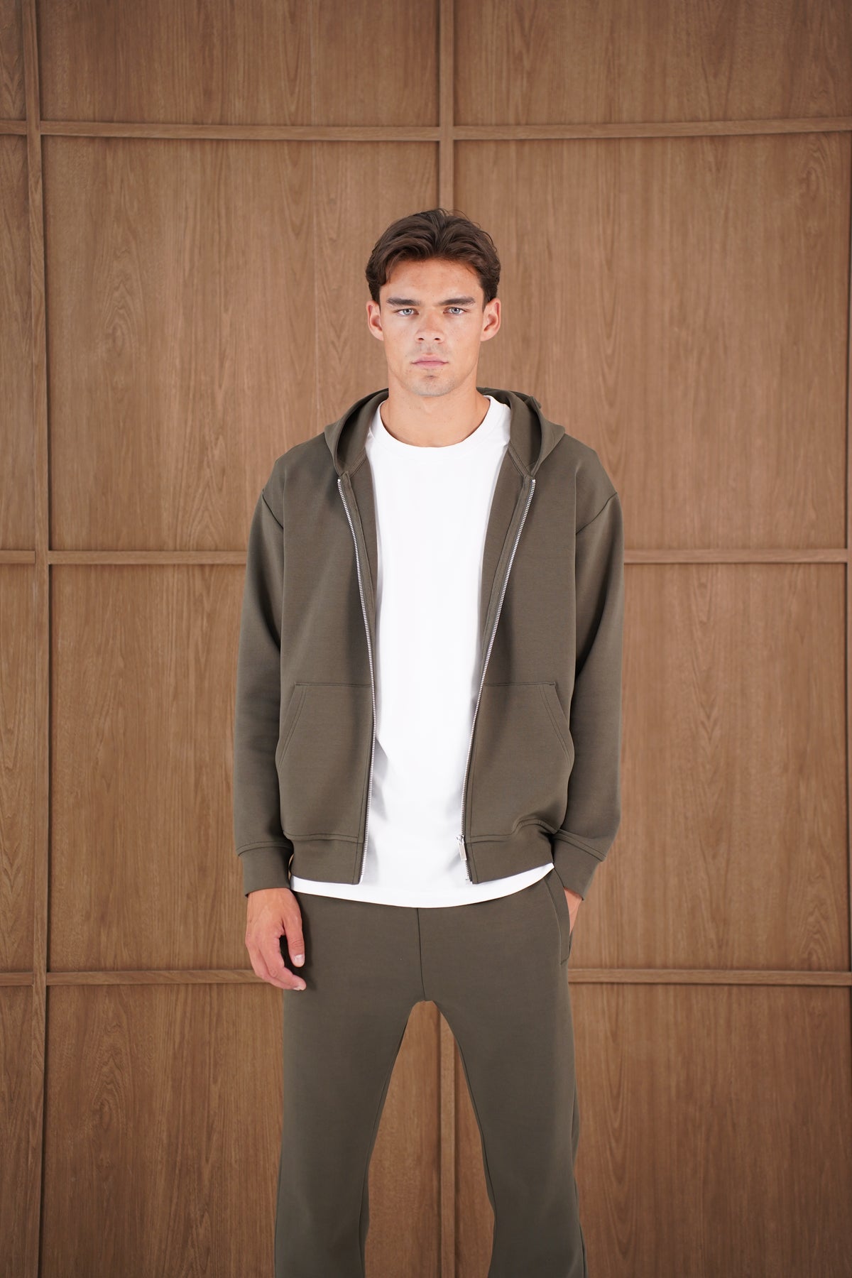 Capo Toby  Zip Through Hoodie - Dark Olive