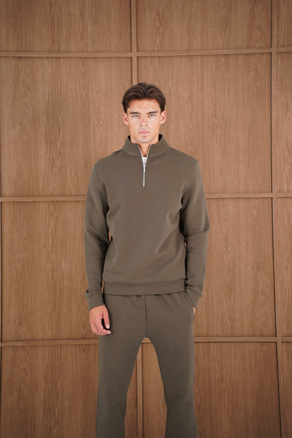 Capo Toby 1/4 Zip Sweatshirt  - Dark Olive