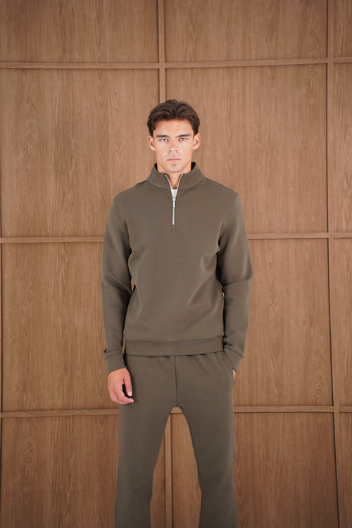 Capo Toby 1/4 Zip Sweatshirt  - Dark Olive