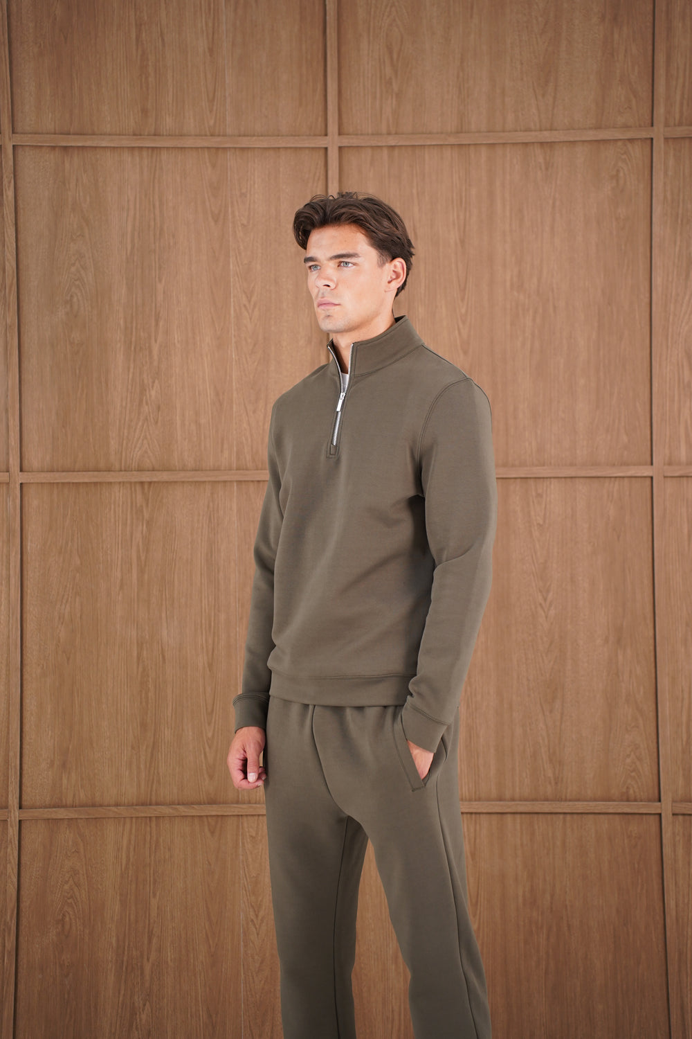 Capo Toby 1/4 Zip Sweatshirt  - Dark Olive