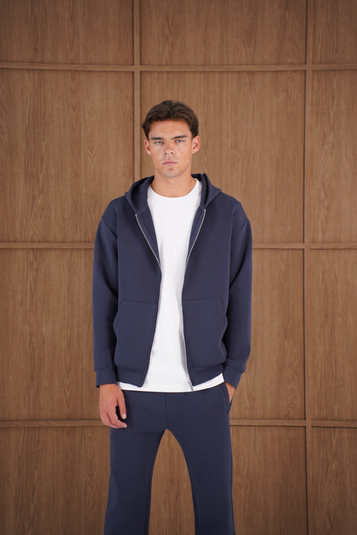 Capo Toby  Zip Through Hoodie - Navy