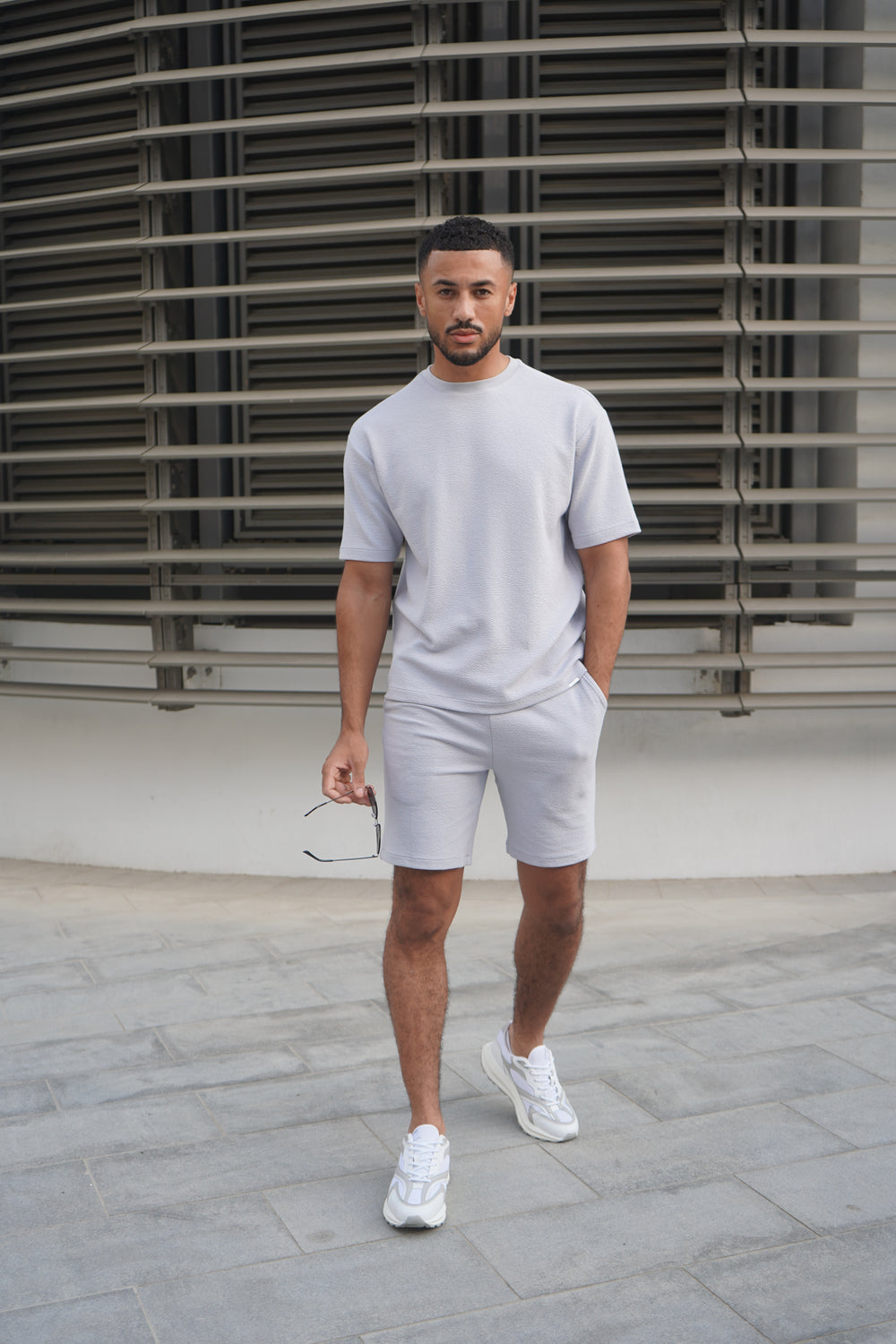 Capo Textured Co-ord Shorts - Slate Blue