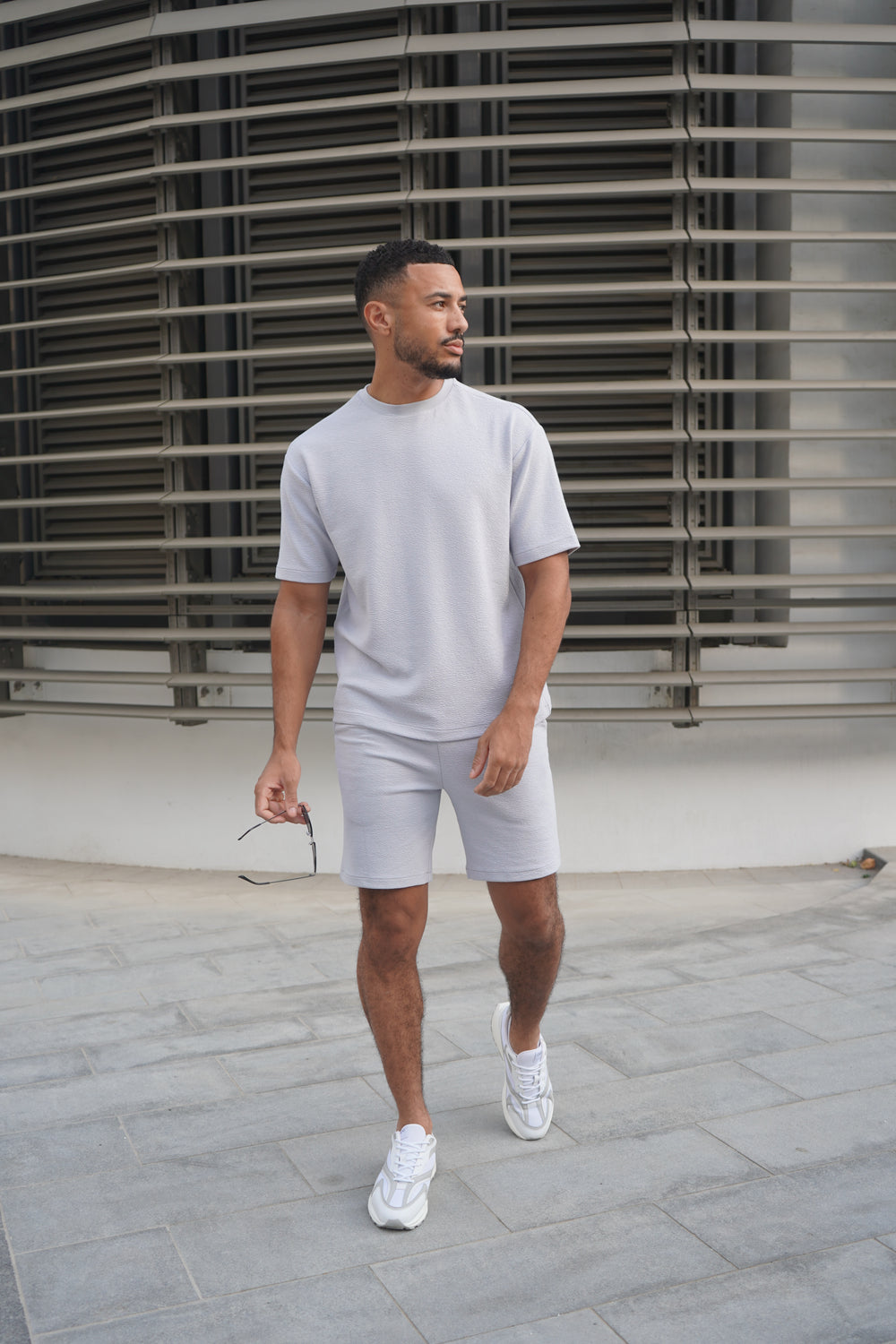 Capo Textured Co-ord T-Shirt - Slate Blue