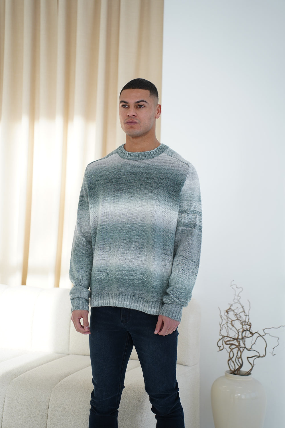 Capo Mohair Ombre Knit Jumper - Grey