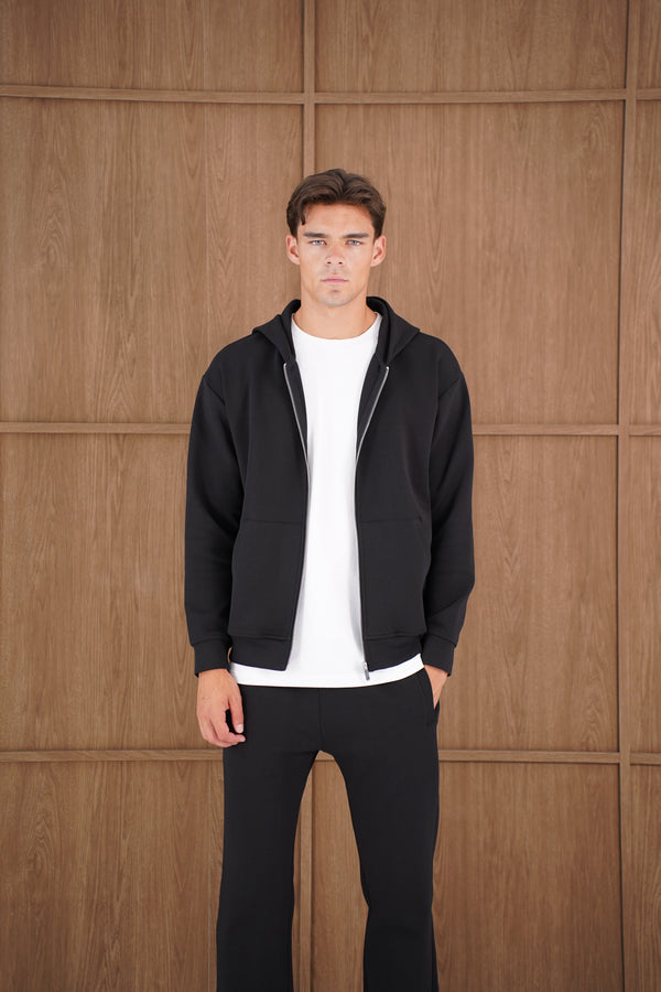 Capo Toby Zip Through Hoodie - Black