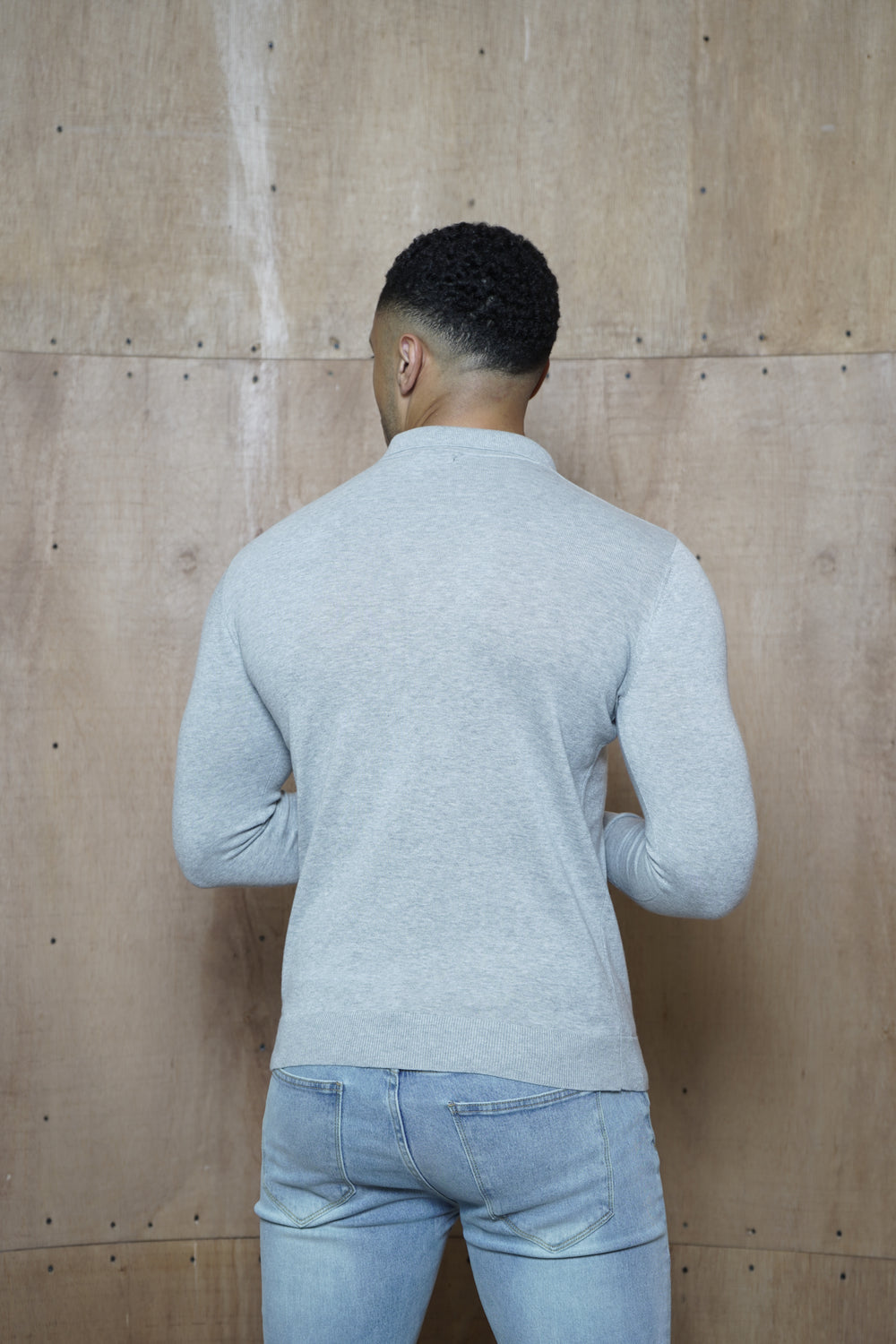 Capo Egyptian Cotton LS Zip Polo Shirt - Grey