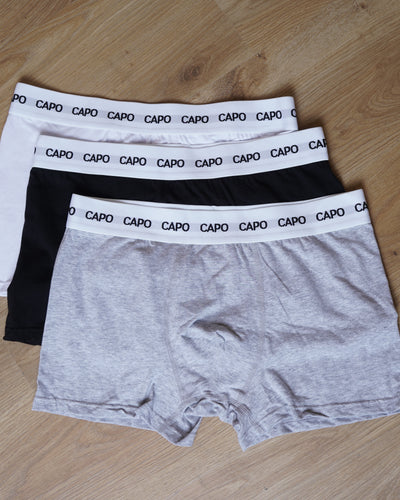 Capo Essential 3 Pack Boxer Shorts - Black/White/Grey