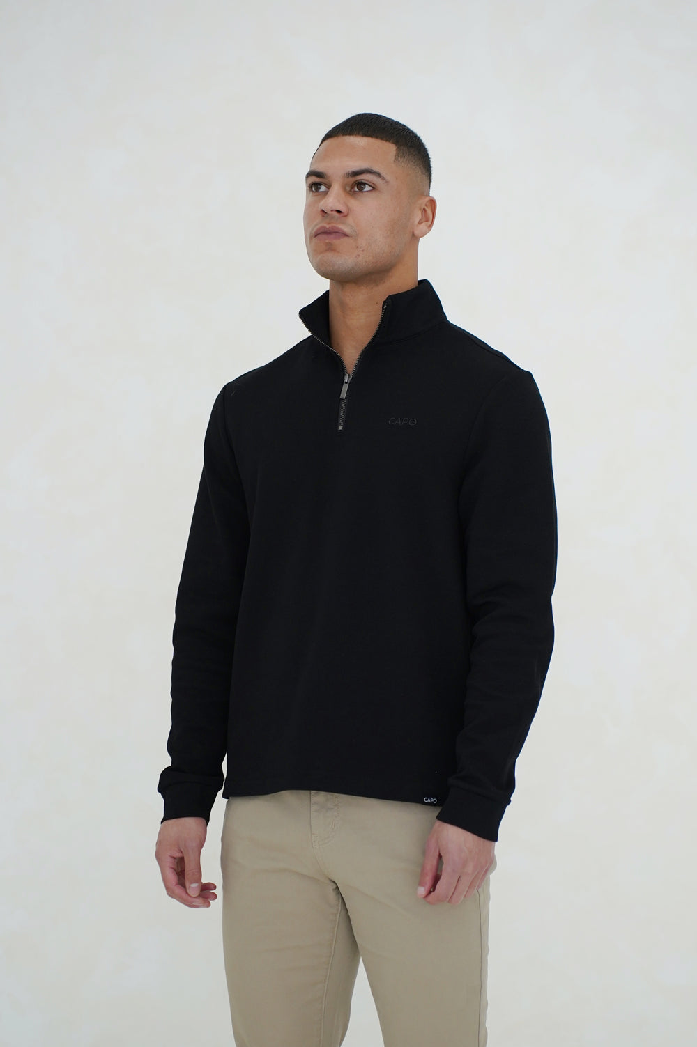 Capo Pique 1/4 Zip Top - Black