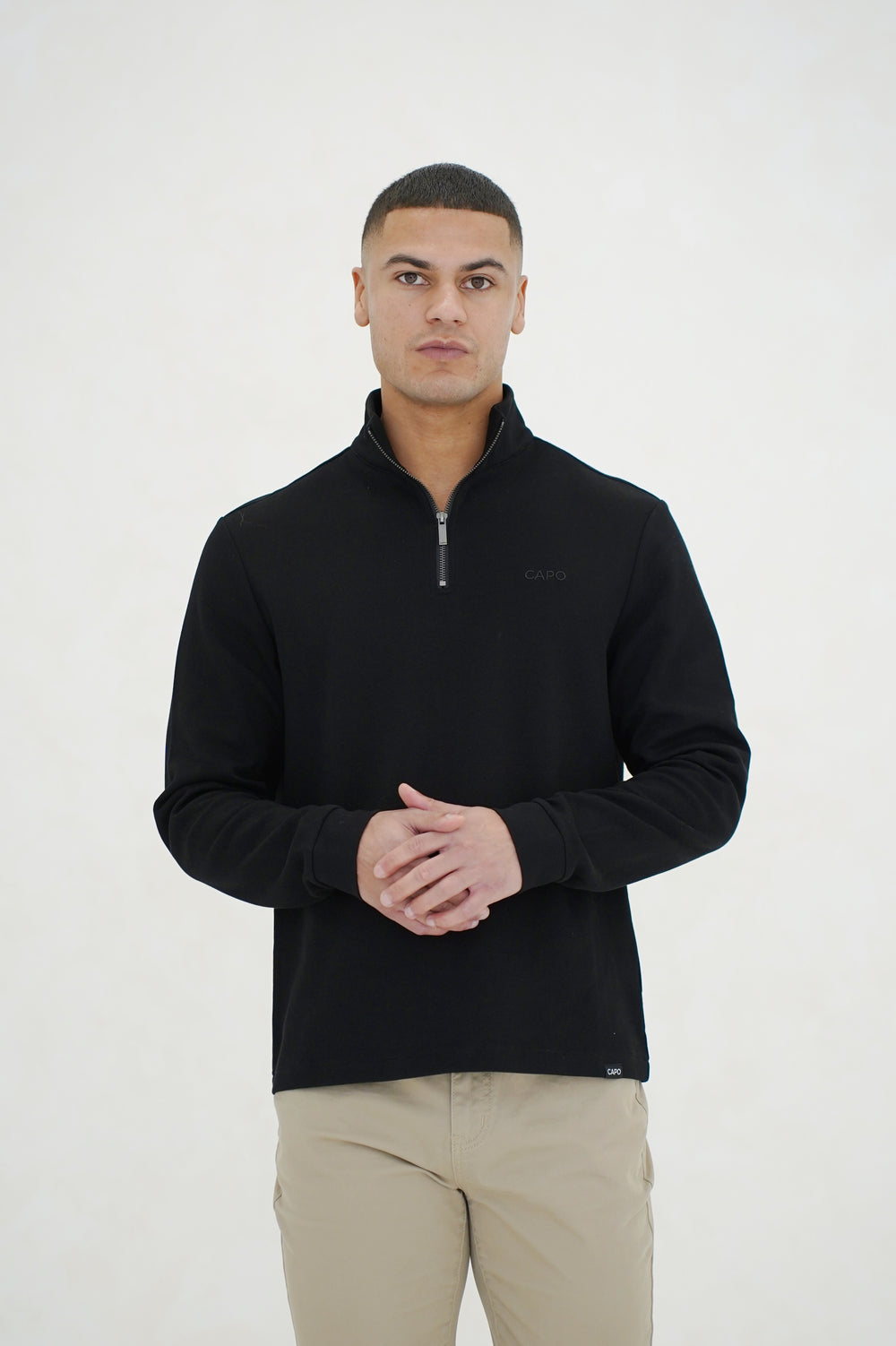 Capo Pique 1/4 Zip Top - Black