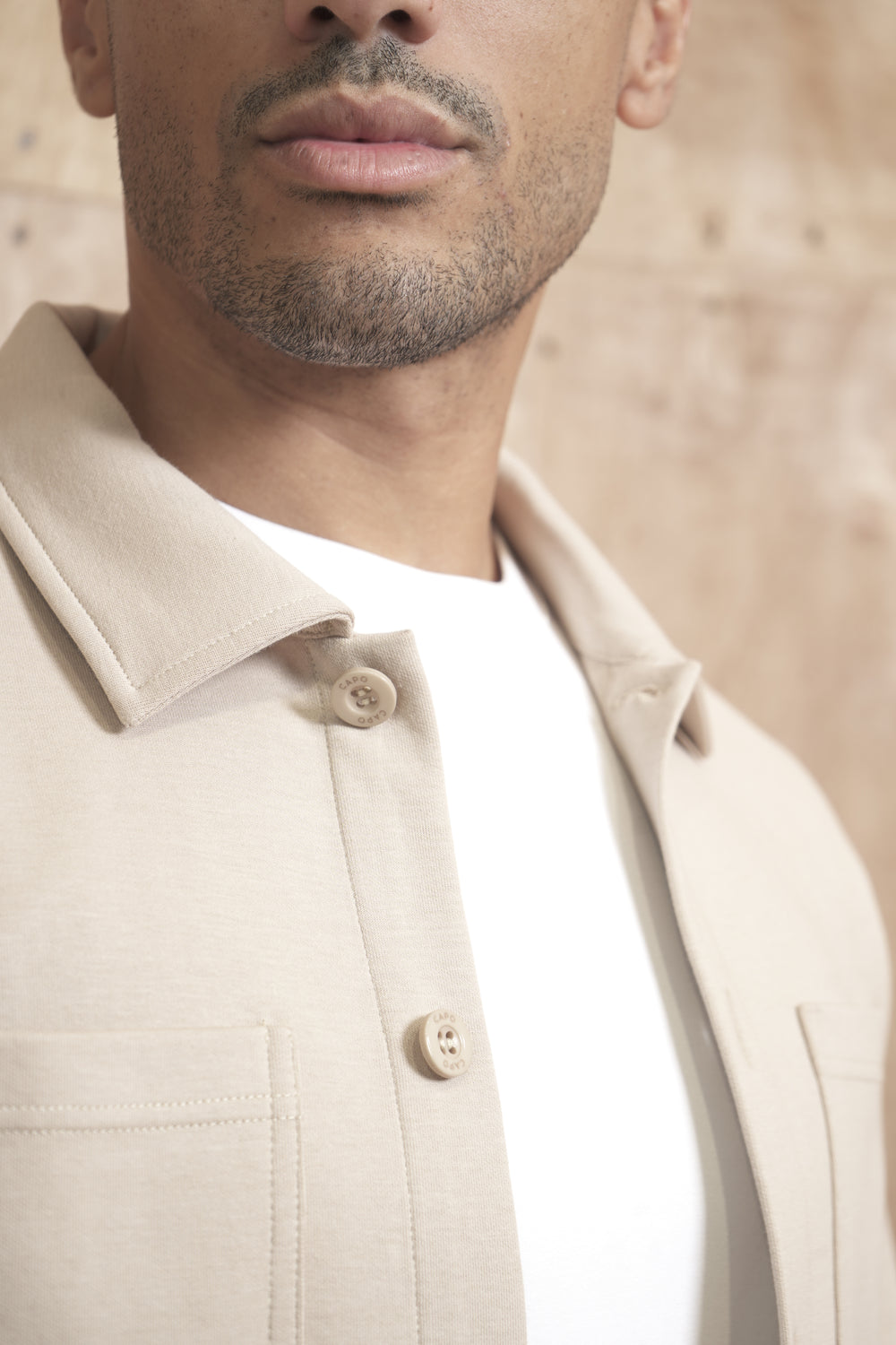 Capo Smart Button Overshirt - Stone