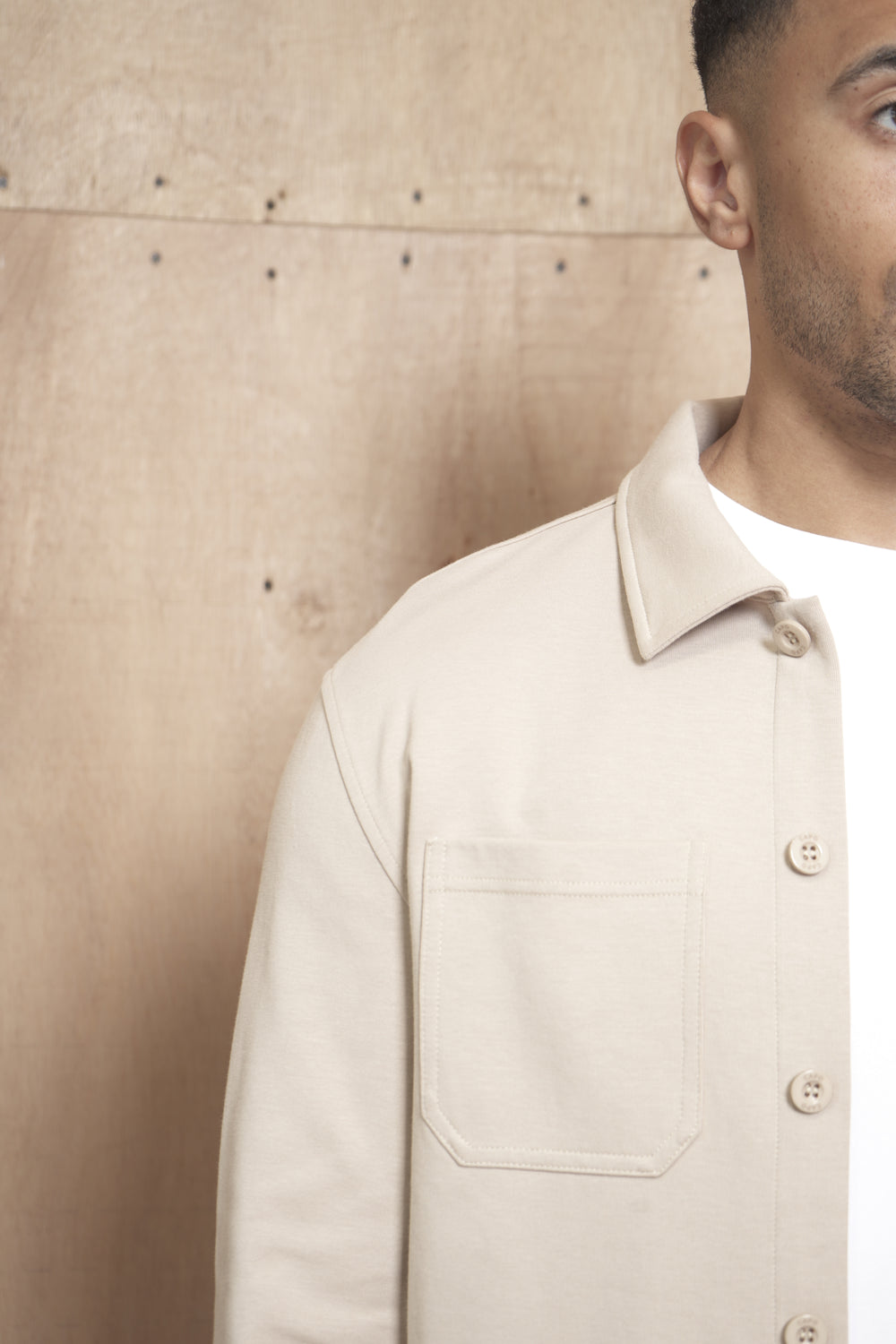 Capo Smart Button Overshirt - Stone