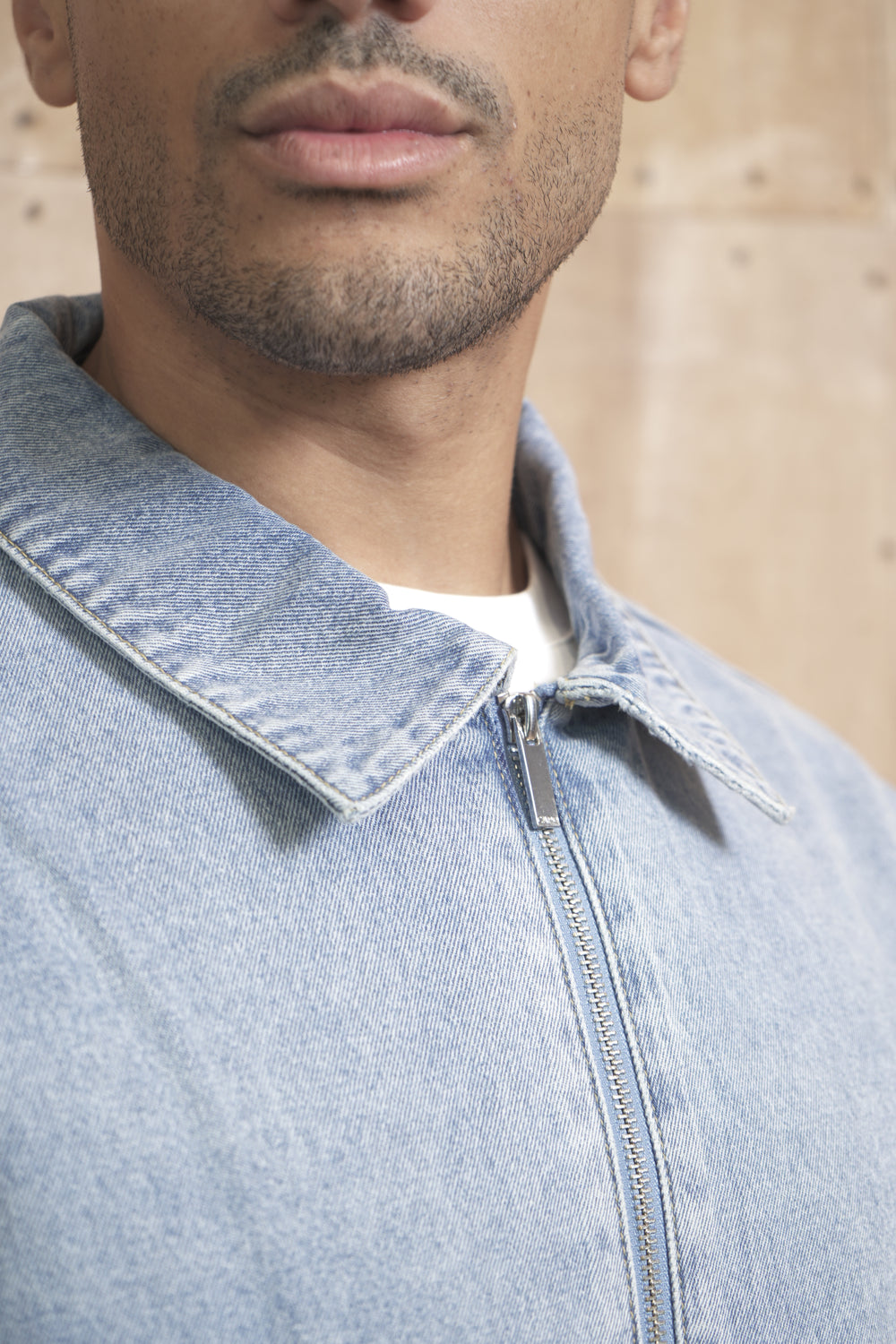 Capo Washed Zip Denim Jacket - Blue