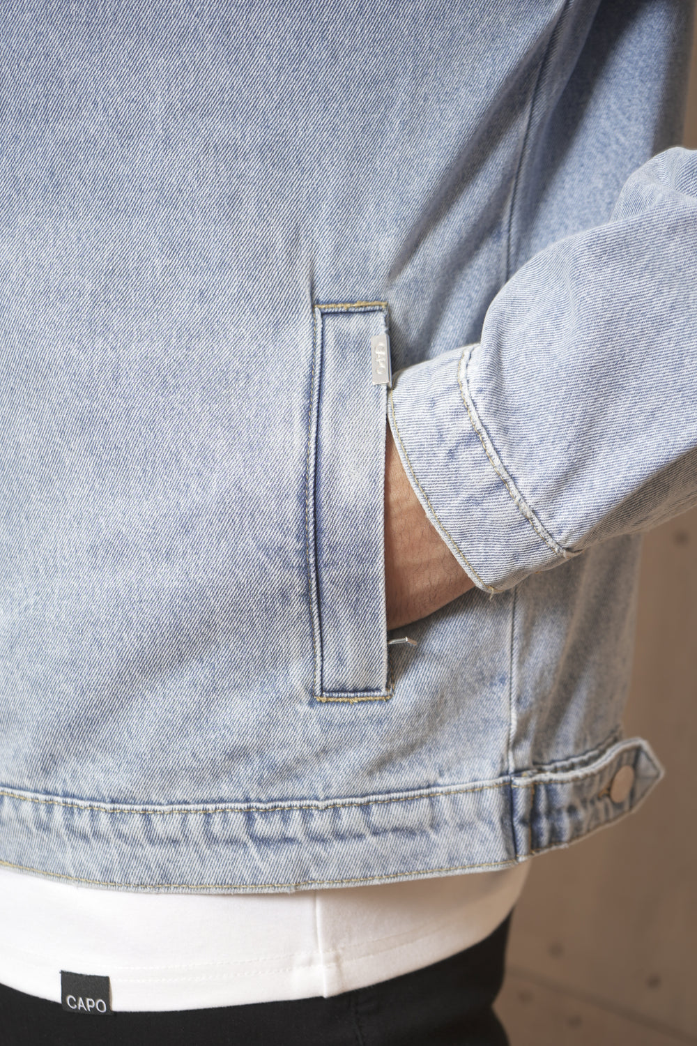 Capo Washed Zip Denim Jacket - Blue
