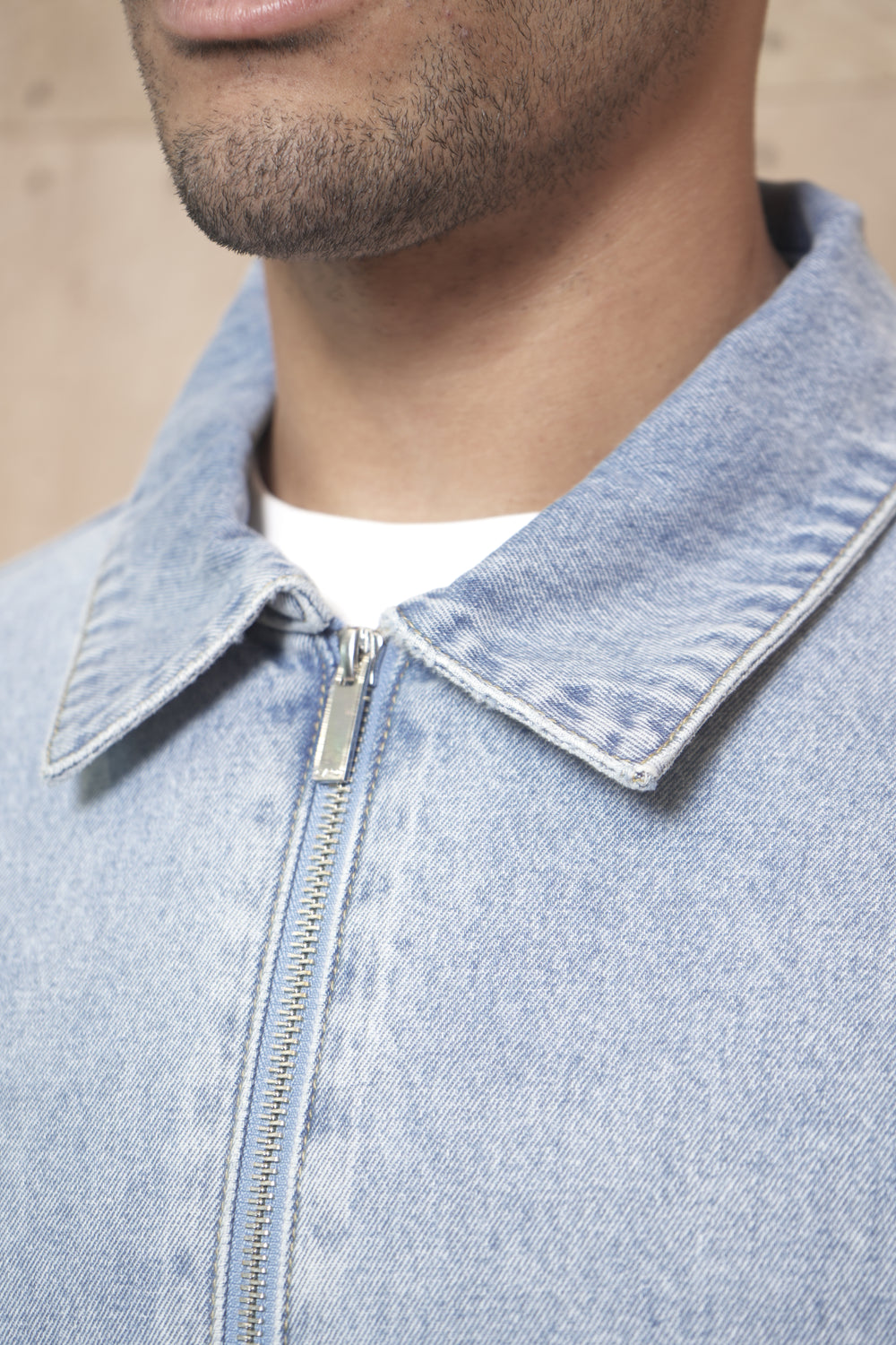 Capo Washed Zip Denim Jacket - Blue