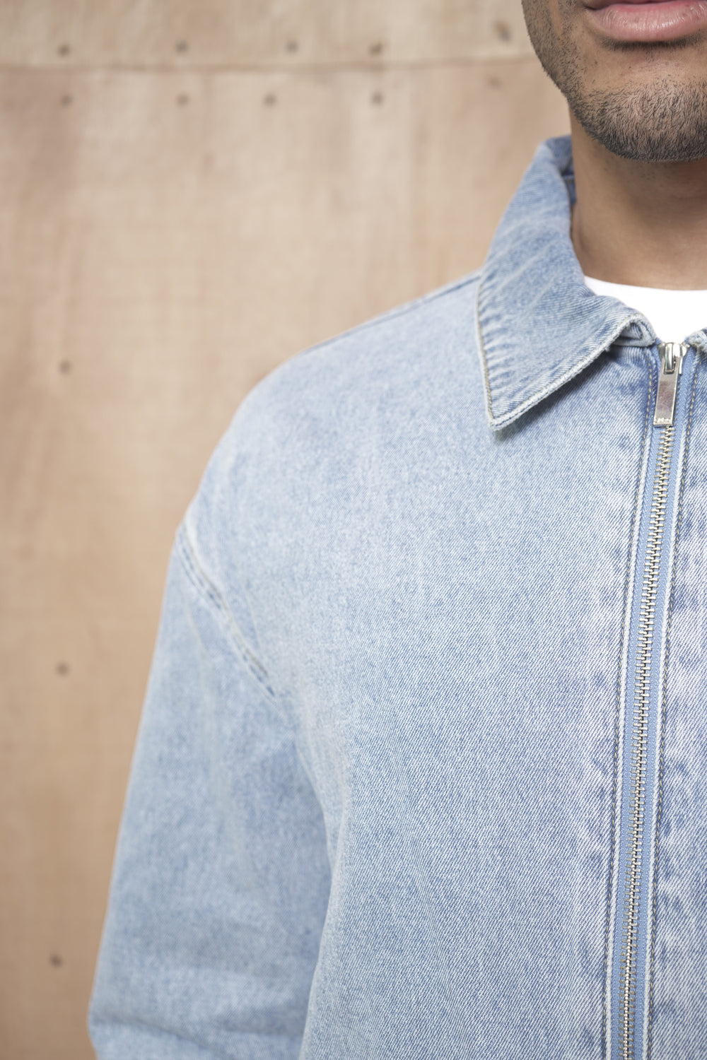 Capo Washed Zip Denim Jacket - Blue