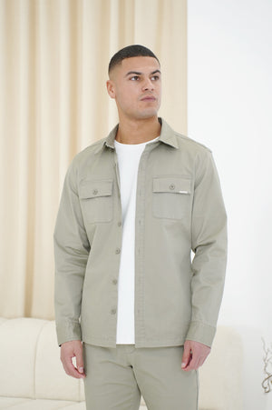 Capo Cotton Cargo Overshirt - Olive