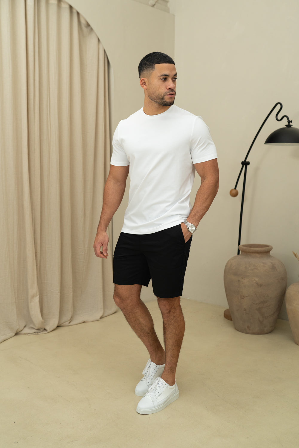 Capo Chino-Shorts mit seitlicher Verstellung - Schwarz