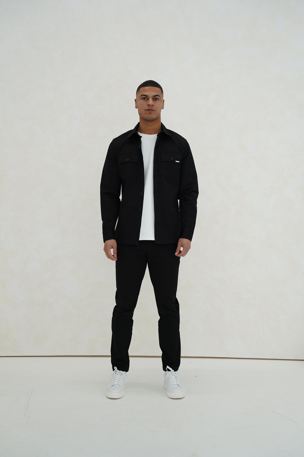 Capo Cotton Cargo Overshirt - Black