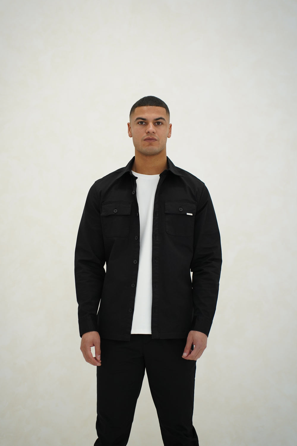 Capo Cotton Cargo Overshirt - Black