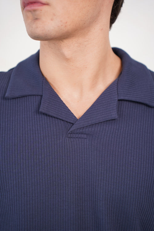 Capo Pleated Polo Shirt - Navy