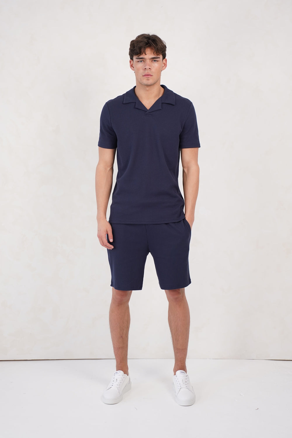 Capo Pleated Polo Shirt - Navy