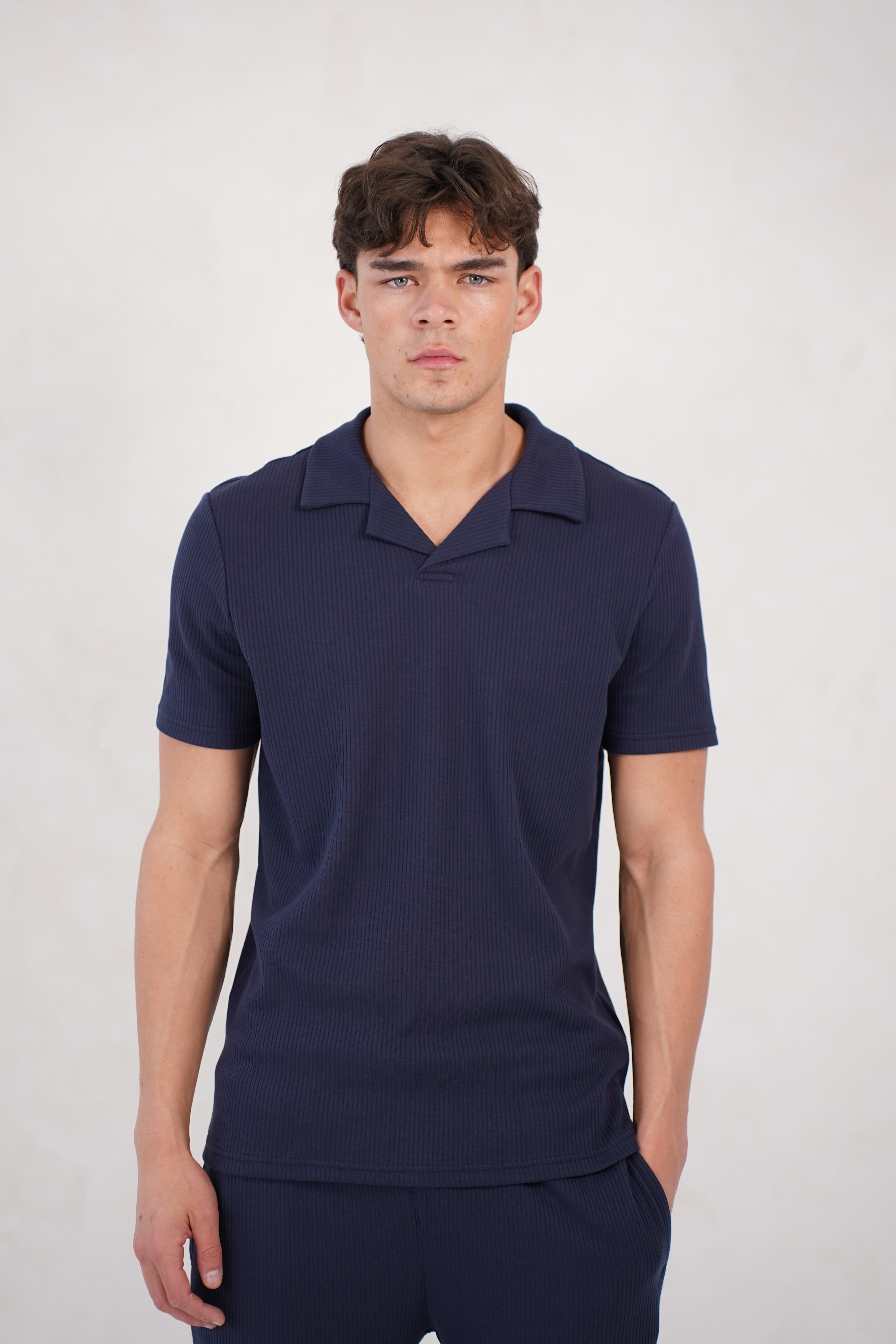 Capo Pleated Polo Shirt - Navy
