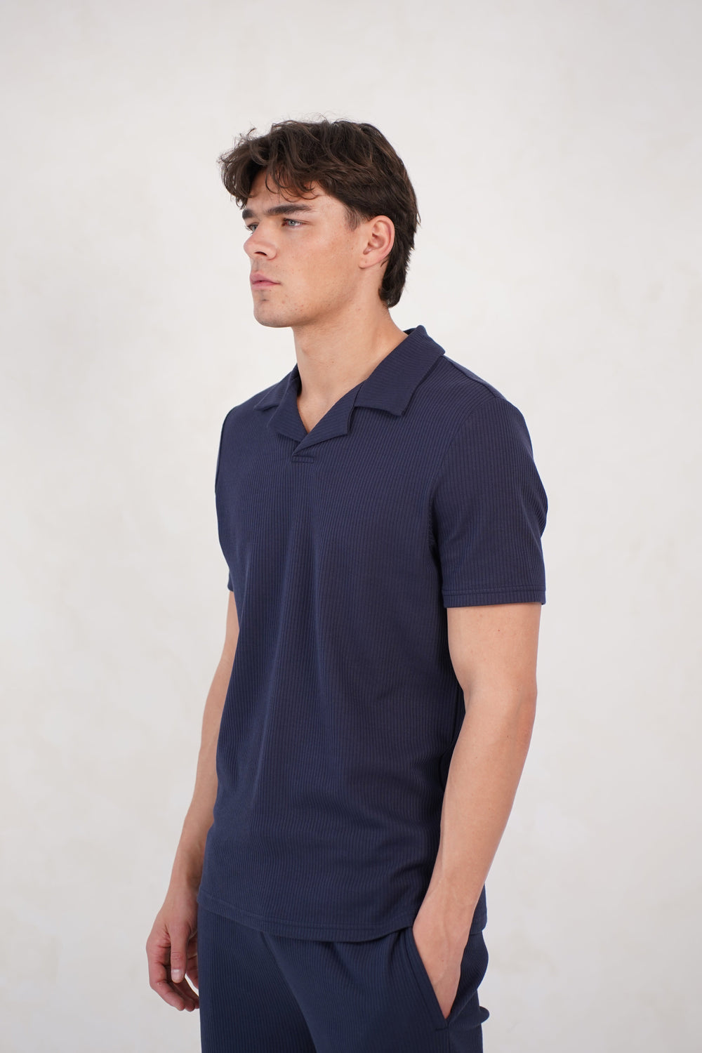 Capo Pleated Polo Shirt - Navy