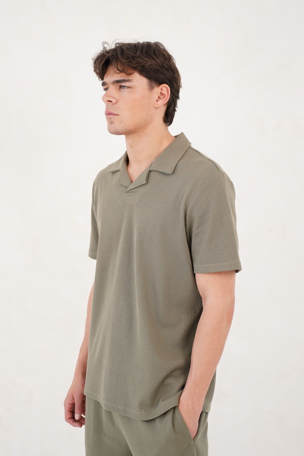 Capo Pleated Polo Shirt - Olive