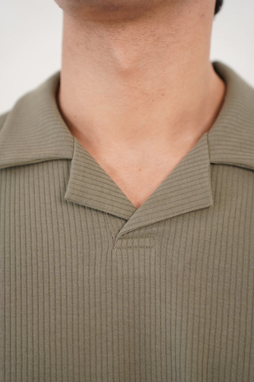 Capo Pleated Polo Shirt - Olive