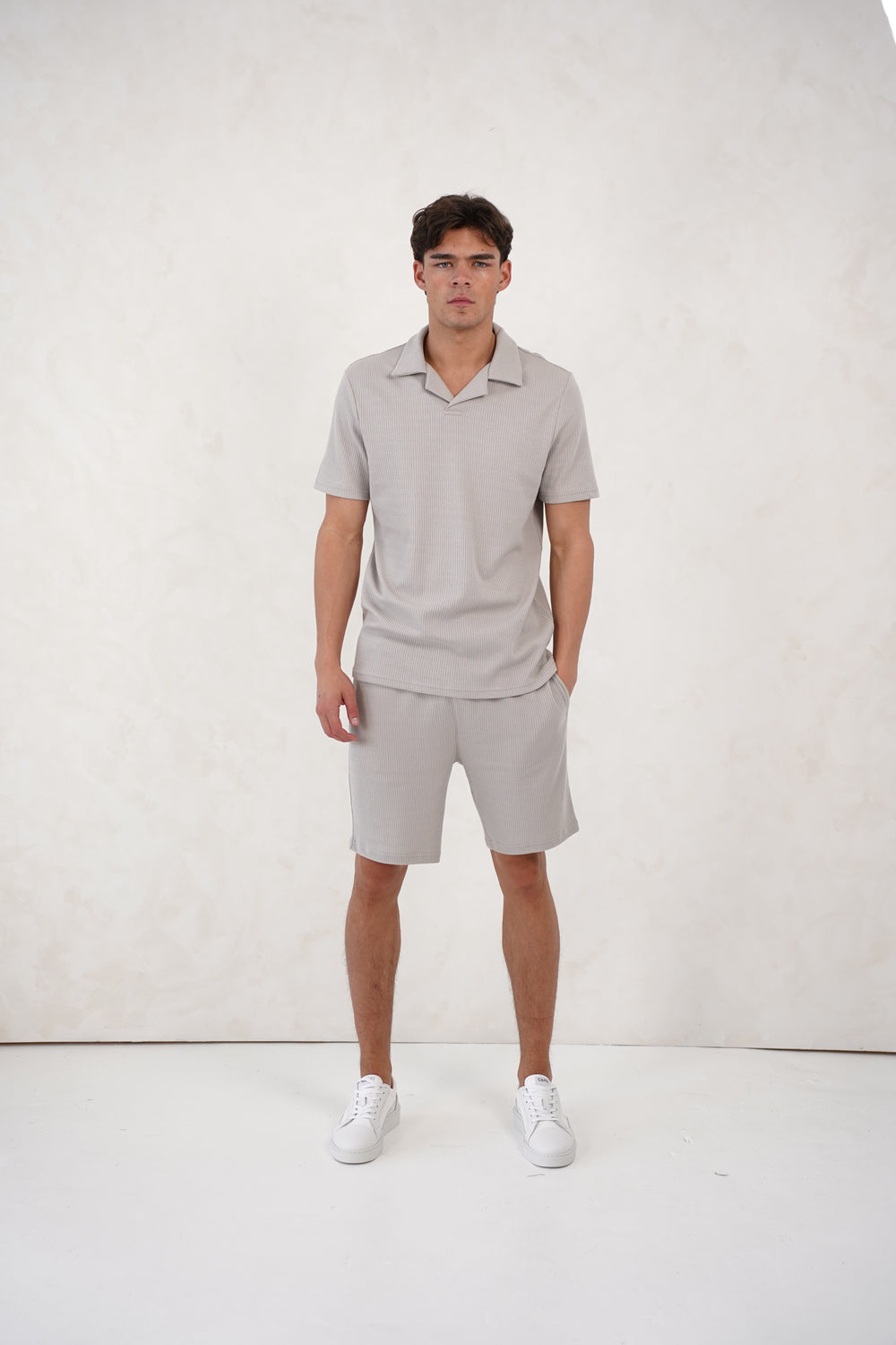 Capo Pleated Polo Shirt - Light Grey