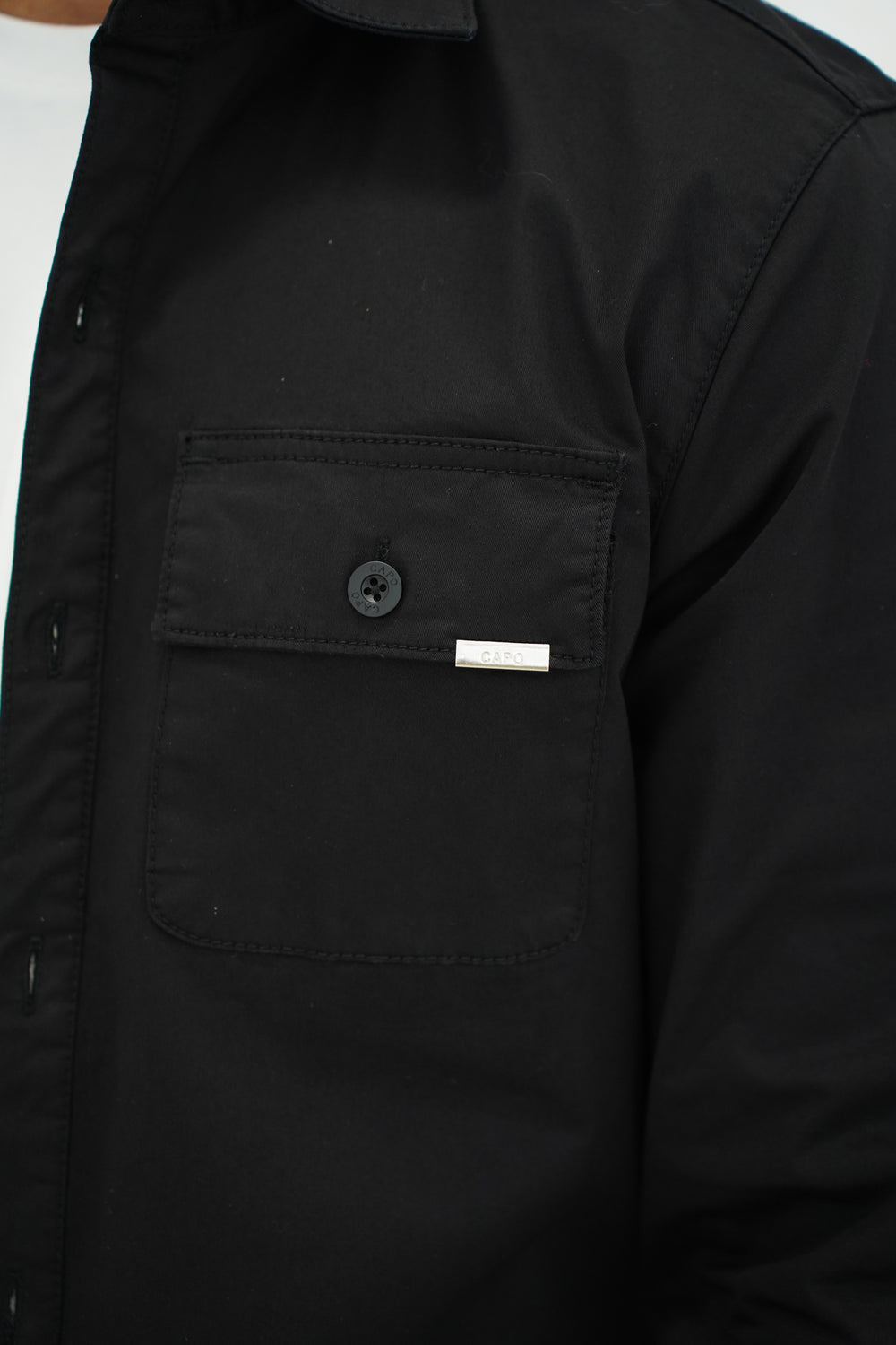 Capo Cotton Cargo Overshirt - Black