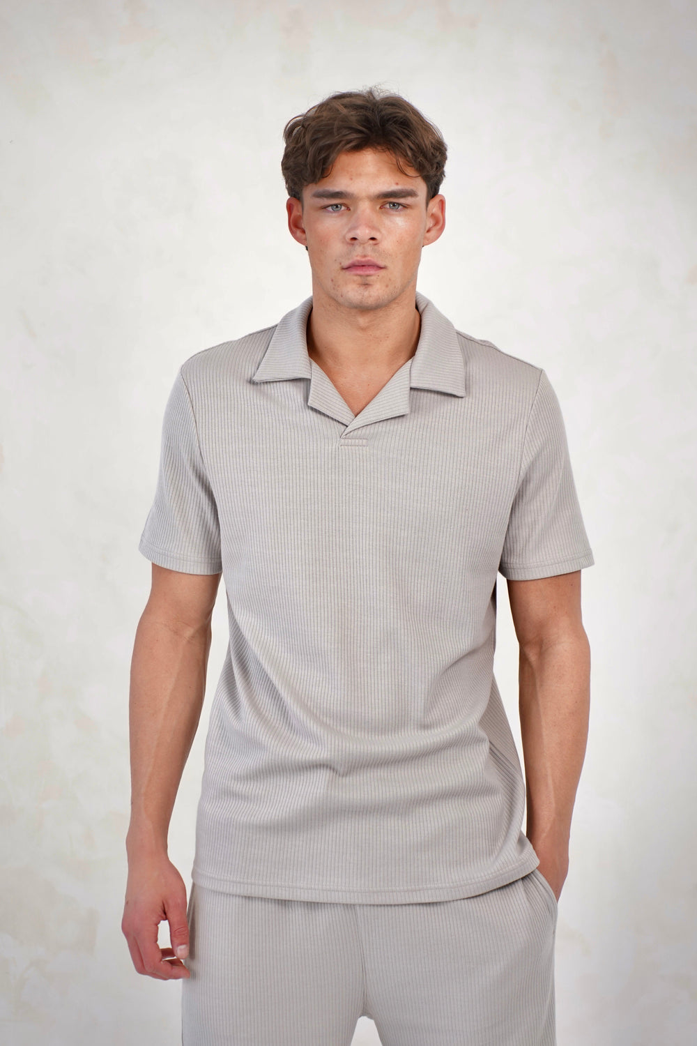 Capo Pleated Polo Shirt - Light Grey