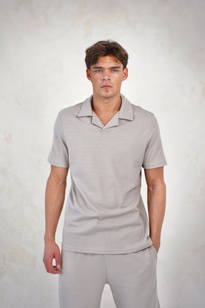 Capo Pleated Polo Shirt - Light Grey