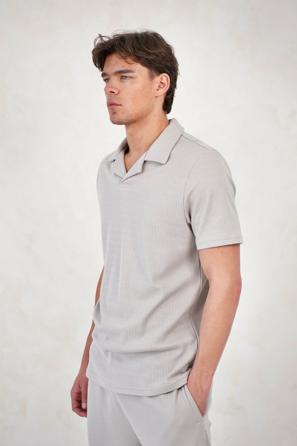 Capo Pleated Polo Shirt - Light Grey