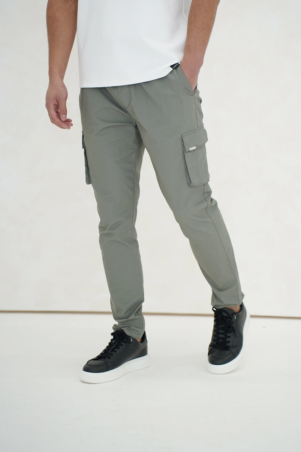 Capo Elasticated Cargo Trouser - Light Grey