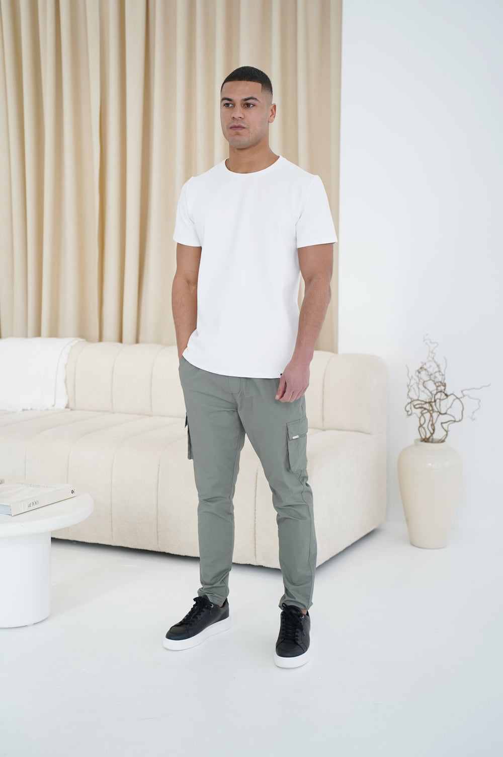 Capo Elasticated Cargo Trouser - Light Grey