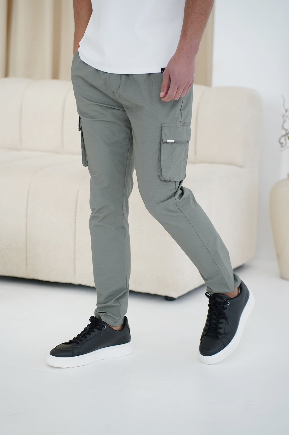 Capo Elasticated Cargo Trouser - Light Grey