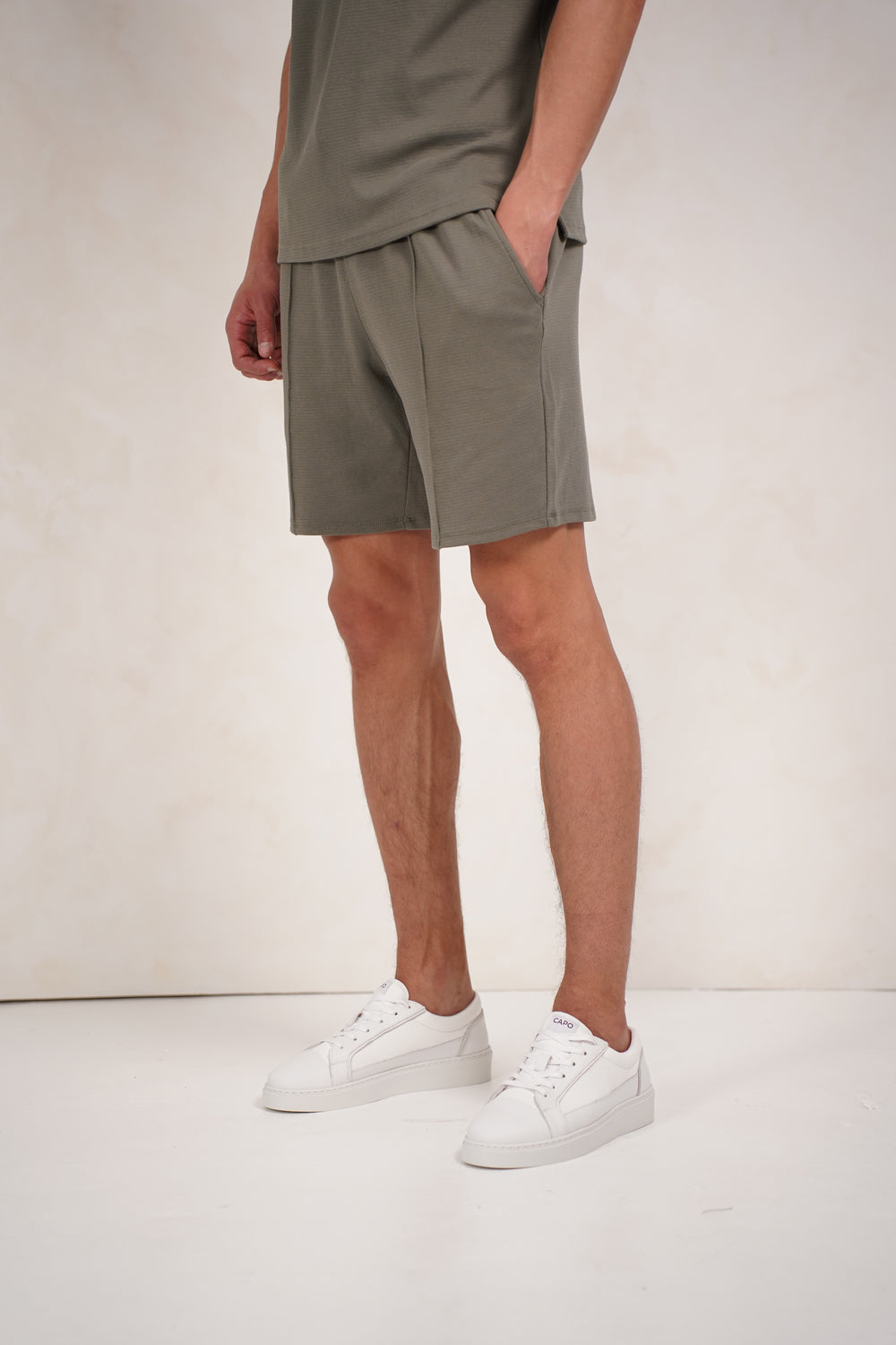 Capo Textured Shorts - Light Olive