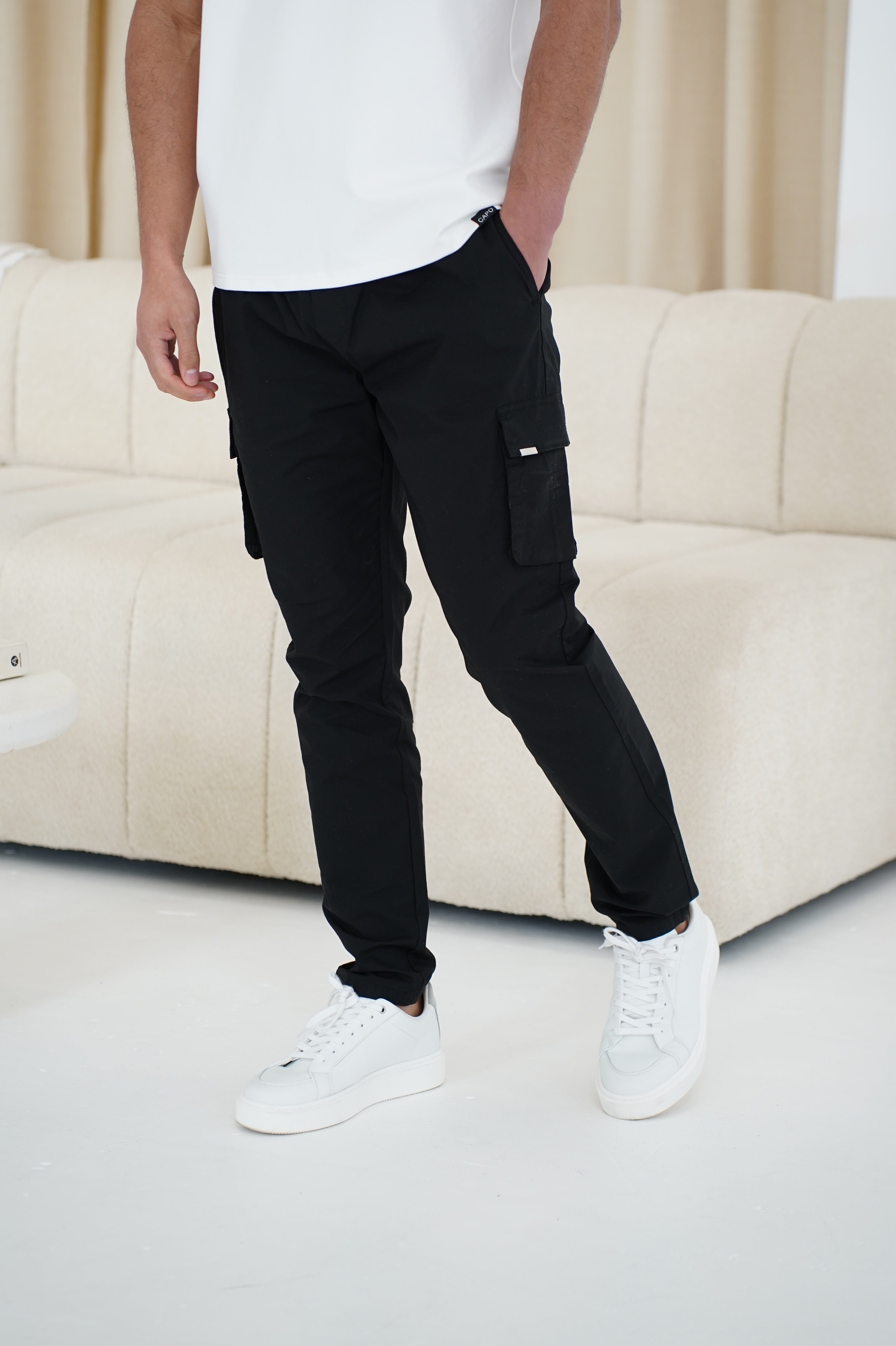 Capo Elasticated Cargo Trouser - Black