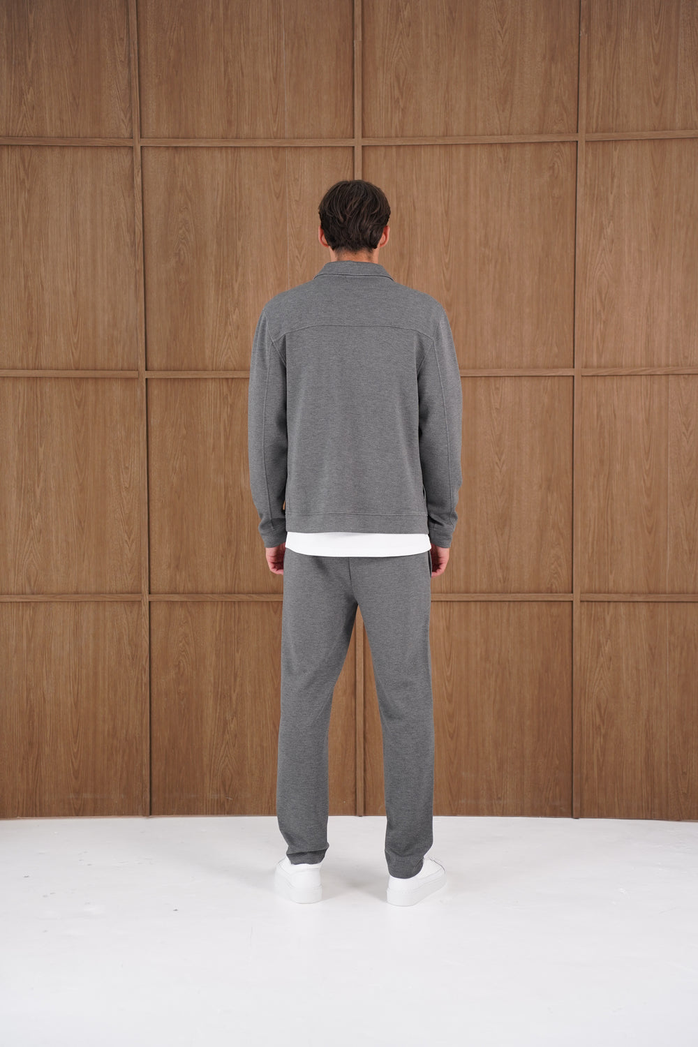 Capo Nick Zip Up Interlock Overshirt - Charcoal